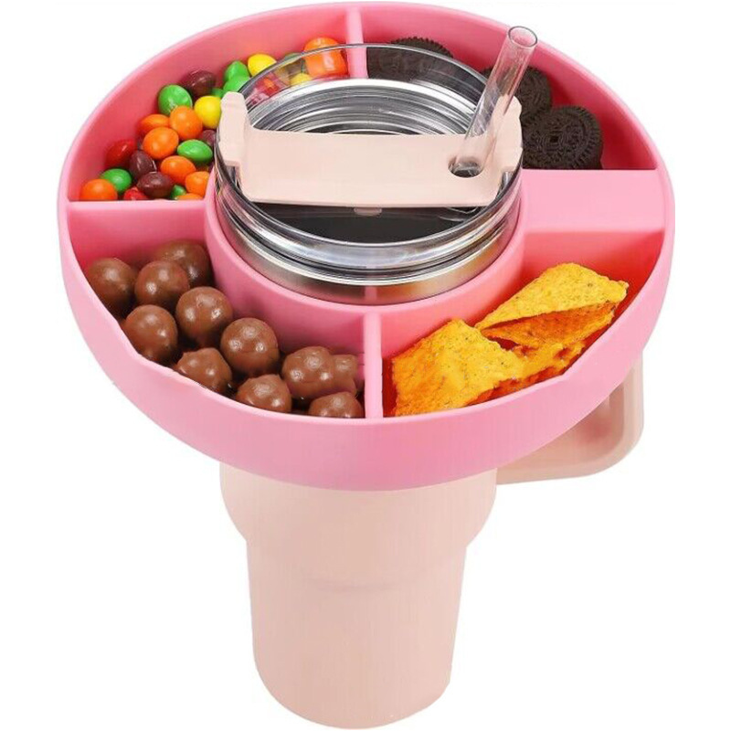 4-grid Candy Nuts Tray Reusable Snack Storage Snack Bowl for Stanley Cup